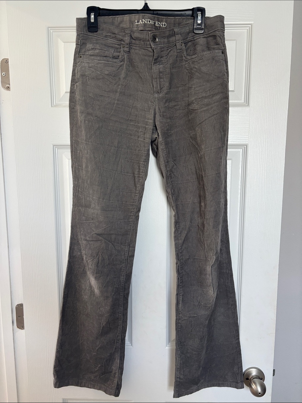 Lands' End Women's Taupe Gray Corduroy Bootcut Pants
